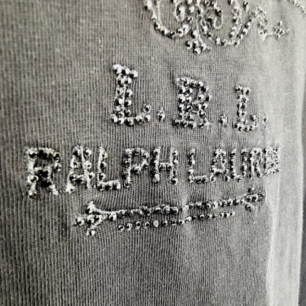 Lauren Ralph Lauren Women's M Black Bling Long Top - Picture 6 of 9